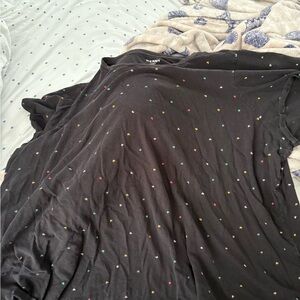 Black T-Shirt with Colorful Hearts